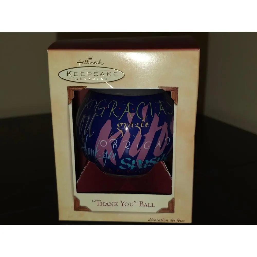 Vintage 2002 Hallmark‎ Christmas Thank You Ball Ornament Keepsake - 9 Languages